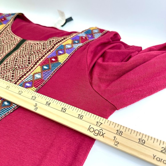 Bellamie Embroidered Dress with Fringe Belle Sleeved Size Medium - Picture 9 of 9